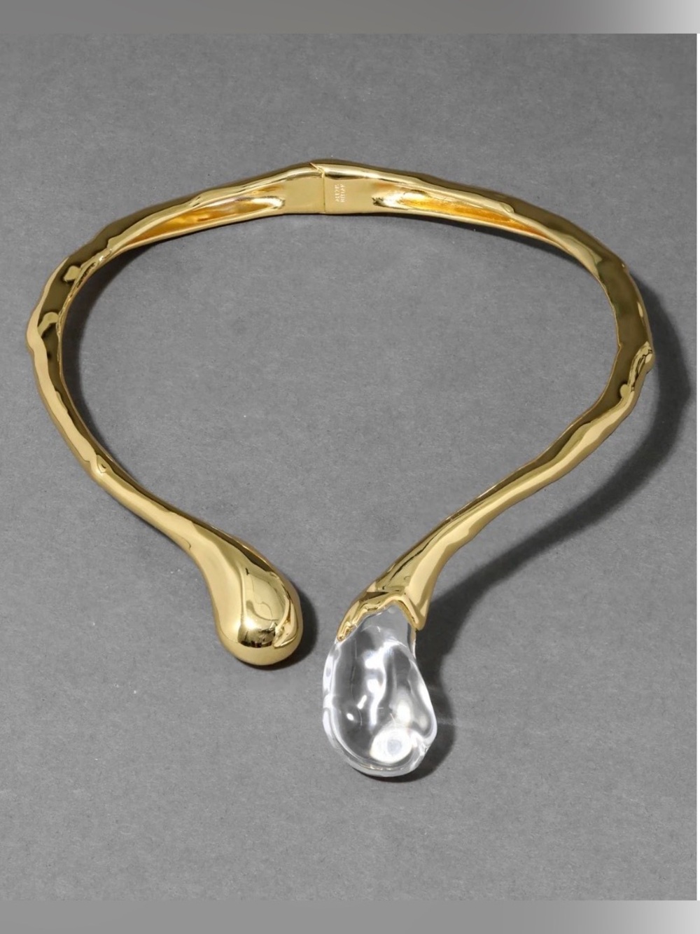 Liquid Lucite Sprout Collar Necklace 14k Gold Plate Gold Clear JL15
